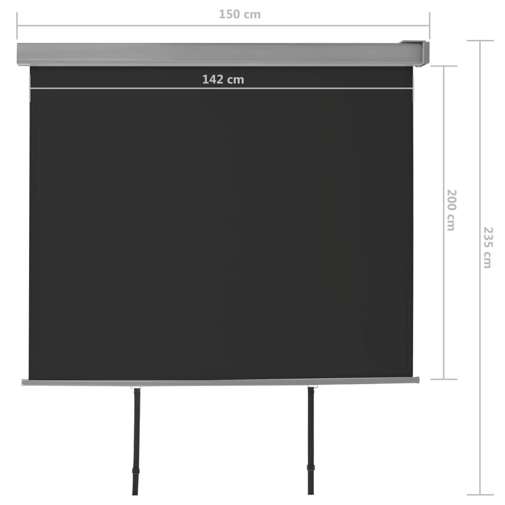 vidaXL balkona sānu markīze, melna, 150x200 cm, daudzfunkcionāla cena un informācija | Saulessargi, markīzes un statīvi | 220.lv