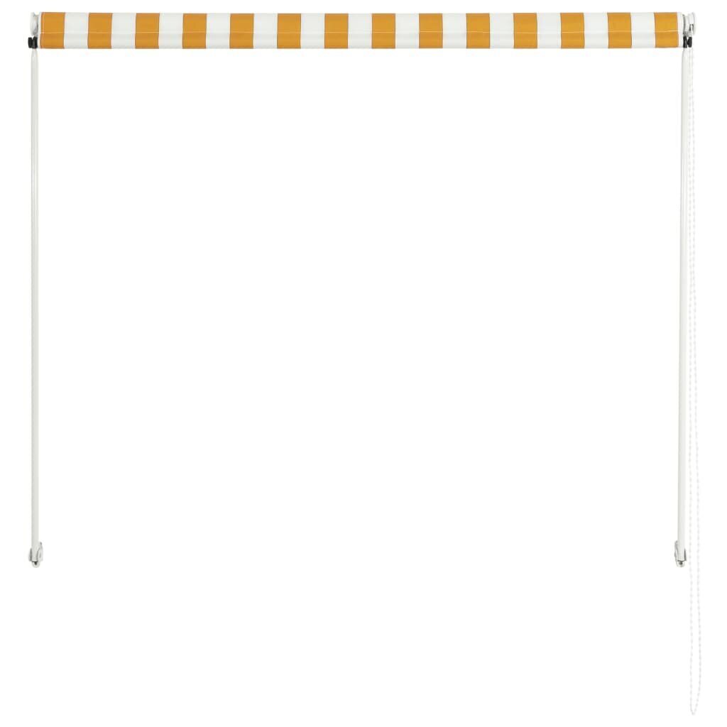 vidaXL markīze, dzeltena ar baltu, 100x150 cm, izvelkama cena un informācija | Saulessargi, markīzes un statīvi | 220.lv