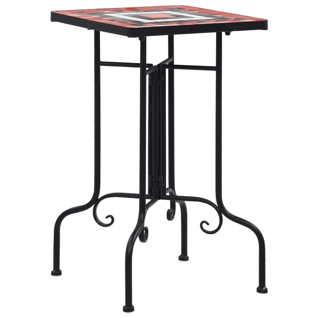 vidaXL mozaīkas galdiņš, sarkanbrūns ar baltu, keramika cena un informācija | Dārza galdi | 220.lv