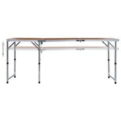 vidaXL saliekams kempinga galds, alumīnijs, 180x60 cm cena un informācija | Tūrisma mēbeles | 220.lv