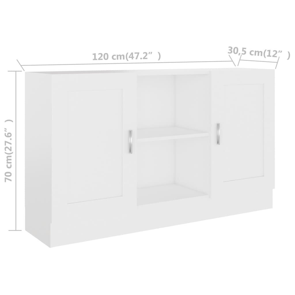 vidaXL kumode, balta, 120x30,5x70 cm, kokskaidu plātne цена и информация | Skapīši viesistabai | 220.lv