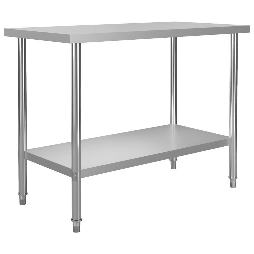 vidaXL virtuves darba galds ar plauktu, 120x60x150 cm, tērauds cena un informācija | Virtuves furnitūra | 220.lv