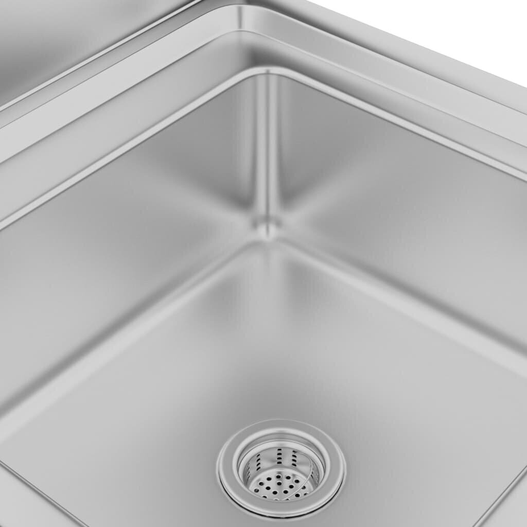 vidaXL virtuves izlietnes skapītis, 60x60x96 cm, nerūsējošs tērauds cena un informācija | Virtuves furnitūra | 220.lv