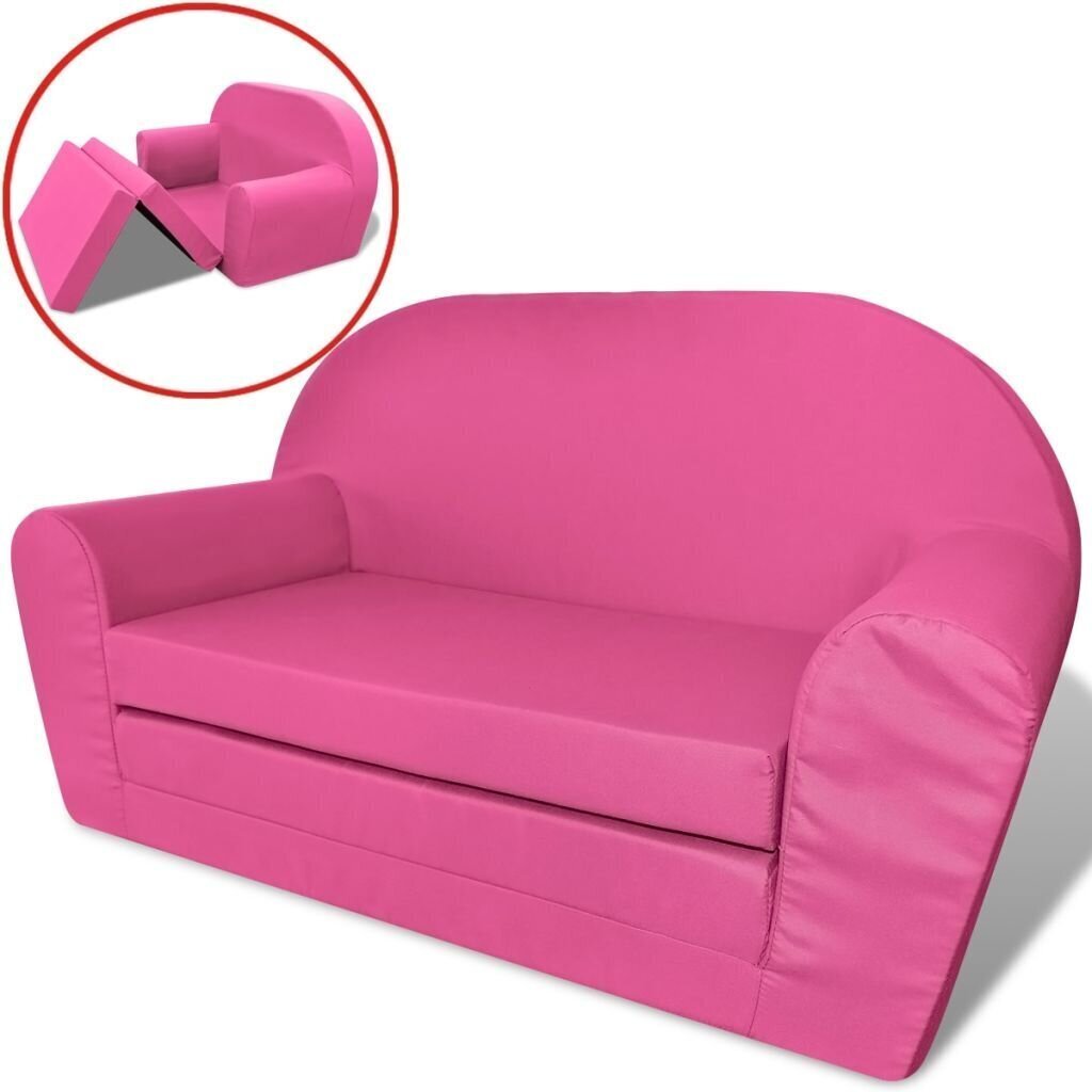 VidaXL bērnu atpūtas krēsls, izvelkams, rozā