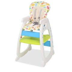 vidaXL bērnu barošanas krēsliņš, galdiņš, pārveidojams, zils ar zaļu cena un informācija | Bērnu krēsliņi un bērnu galdiņi | 220.lv