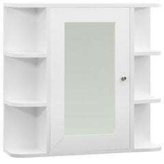 vidaXL vannasistabas skapītis ar spoguli, balts, 66x17x63 cm, MDF cena un informācija | Vannas istabas skapīši | 220.lv
