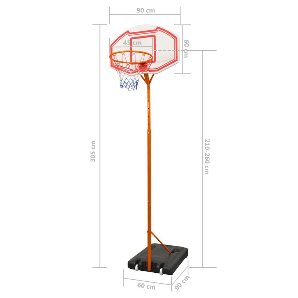 vidaXL basketbola grozs, 305 cm cena un informācija | Citi basketbola aksesuāri | 220.lv