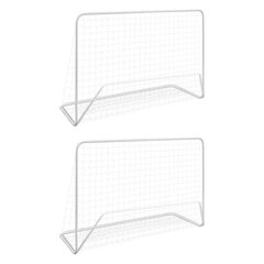 vidaXL futbola vārti ar tīklu, 2 gab., 182x61x122 cm, tērauds, balti цена и информация | Футбольные ворота и сетки | 220.lv