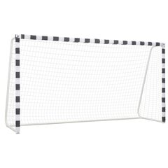 vidaXL futbola vārti, 300x160x90 cm, metāls, melnbalti цена и информация | Футбольные ворота и сетки | 220.lv