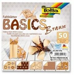 Оригами Folia коричневые мотивы 15х15 / 50л цена и информация | Тетради и бумажные товары | 220.lv