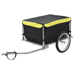 vidaXL velosipēda piekabe, 65 kg, melna ar dzeltenu cena un informācija | Velosipēdu piekabes, rati | 220.lv