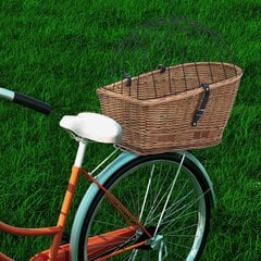 vidaXL velosipēda aizmugurējais grozs ar pārsegu, 55x31x36 cm, vītols цена и информация | Багажник для велосипеда | 220.lv