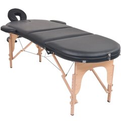 vidaXL masāžas galds ar 2 balstiem, saliekams, ovāls, 4 cm, melns цена и информация | Аксессуары для массажа | 220.lv