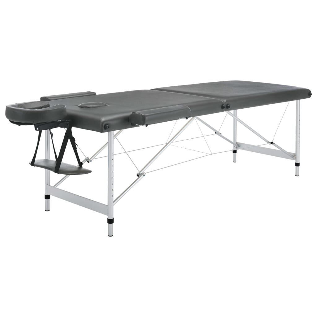 vidaXL masāžas galds, 2 daļas, 186x68cm, alumīnija rāmis, pelēks cena un informācija | Masāžas piederumi | 220.lv
