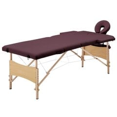 vidaXL saliekams masāžas galds, 2 daļas, koks, violets цена и информация | Аксессуары для массажа | 220.lv