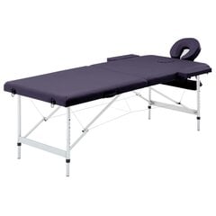 vidaXL saliekams masāžas galds, 2 daļas, alumīnijs, violets cena un informācija | Masāžas piederumi | 220.lv
