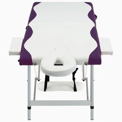 vidaXL saliekams masāžas galds, 2 daļas, alumīnijs, balts ar violetu цена и информация | Аксессуары для массажа | 220.lv