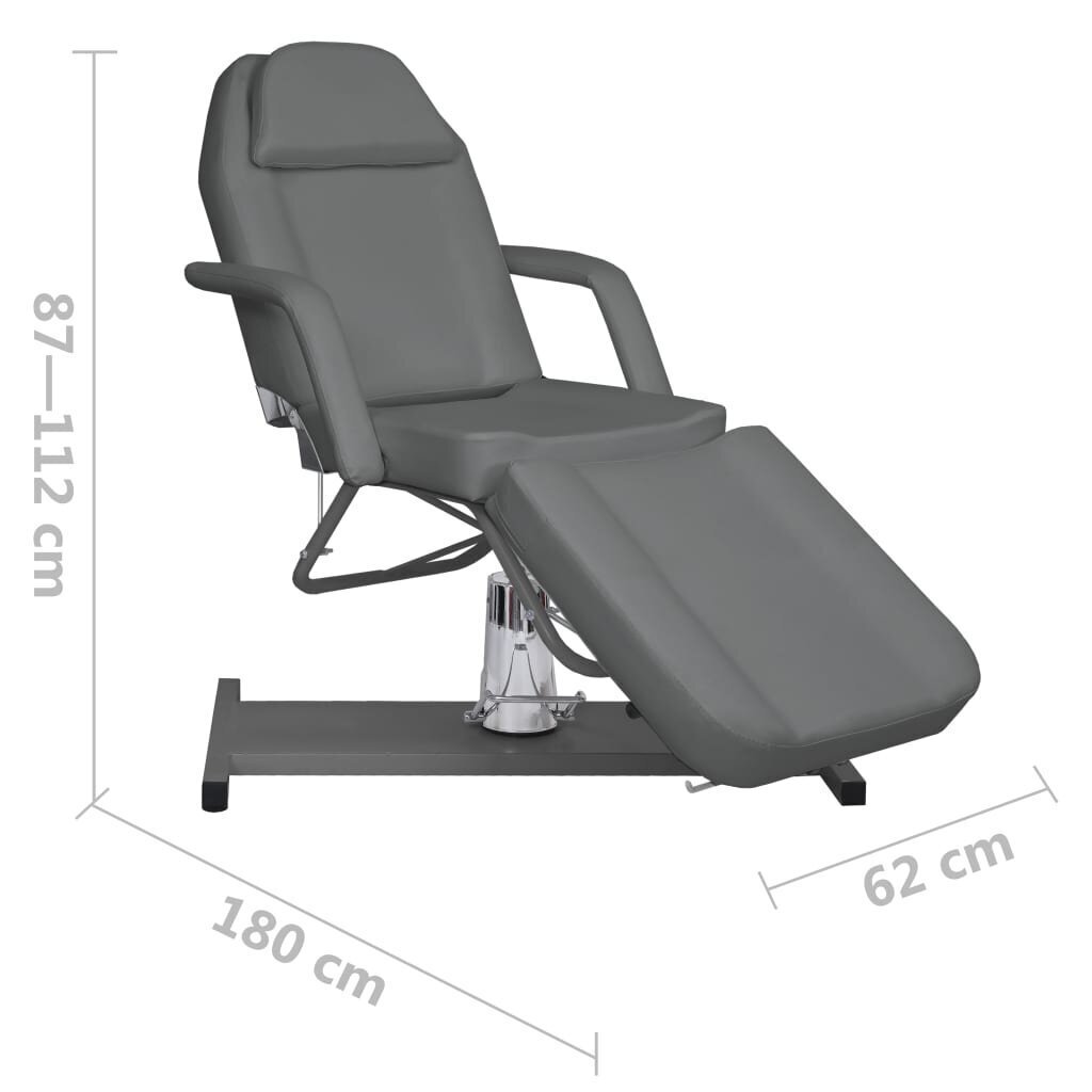 vidaXL masāžas galds, pelēks, 180x62x(87-112) cm cena un informācija | Masāžas piederumi | 220.lv