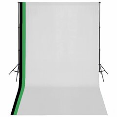 vidaXL fotostudijas fonu komplekts, 3 gab., regulējams rāmis, 3x5 m цена и информация | Осветительное оборудование для фотосъемок | 220.lv