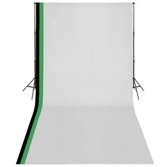 vidaXL fotostudijas fonu komplekts, 3 gab., regulējams rāmis, 3x6 m цена и информация | Осветительное оборудование для фотосъемок | 220.lv