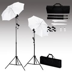 vidaXL fotostudijas komplekts – fons, lampas un lietussargi cena un informācija | Apgaismojums fotografēšanai | 220.lv