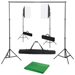 vidaXL fotostudijas komplekts – gaismas izkliedētāji un fons цена и информация | Осветительное оборудование для фотосъемок | 220.lv