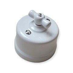Белый керамический выключатель поверхностного монтажа, 220 В цена и информация | Электрические выключатели, розетки | 220.lv