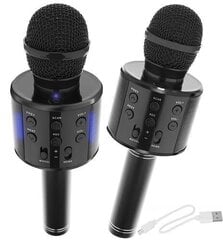 Bezvadu karaoke mikrofons ar Bluetooth skaļruni un balss maiņas efektiem, melns цена и информация | Развивающие игрушки | 220.lv
