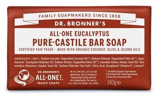 Ekoloģiskās Kastīlijas ziepes Dr. Bronner's Eucaliptus, 140 g cena un informācija | Ziepes | 220.lv