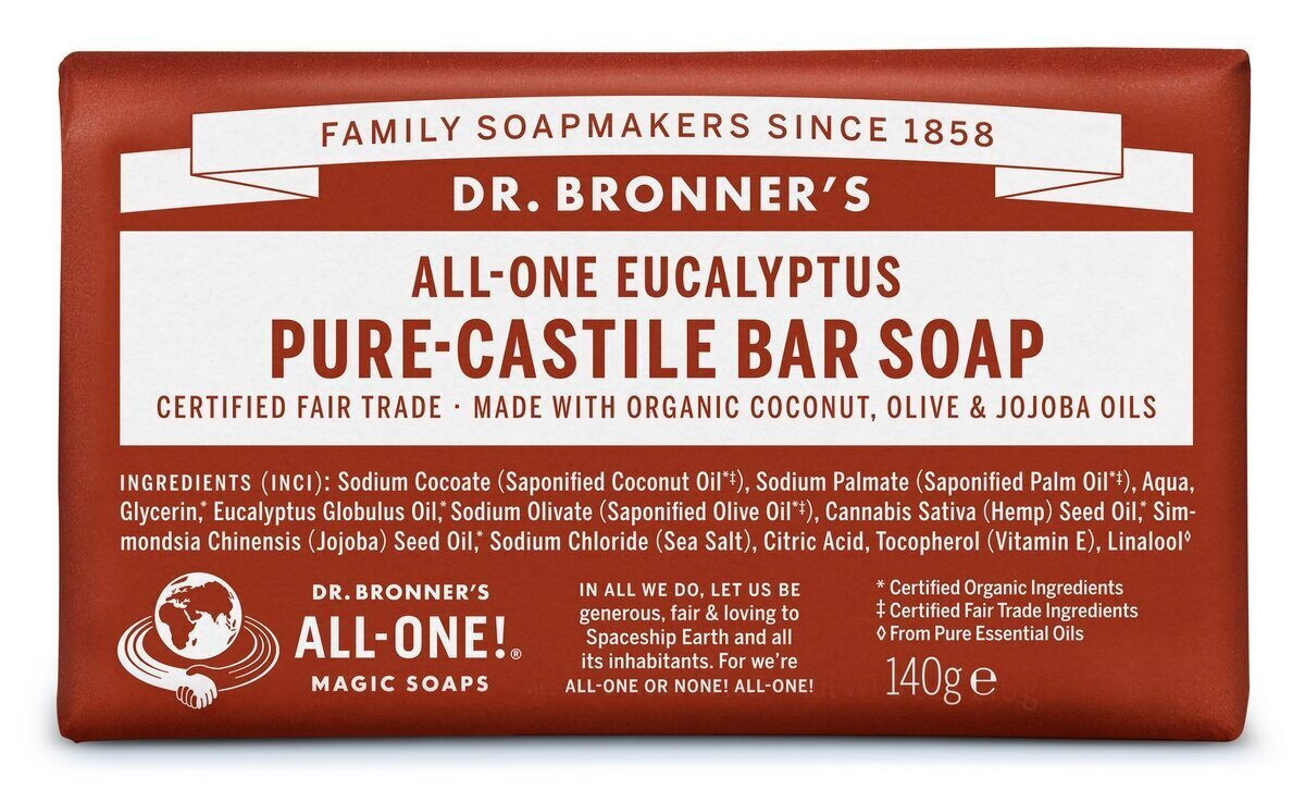 Ekoloģiskās Kastīlijas ziepes Dr. Bronner's Eucaliptus, 140 g cena un informācija | Ziepes | 220.lv