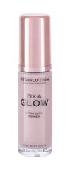 Mitrinošs grima fiksators Makeup Revolution Fix & Glow 25 ml cena un informācija | Grima bāzes, tonālie krēmi, pūderi | 220.lv