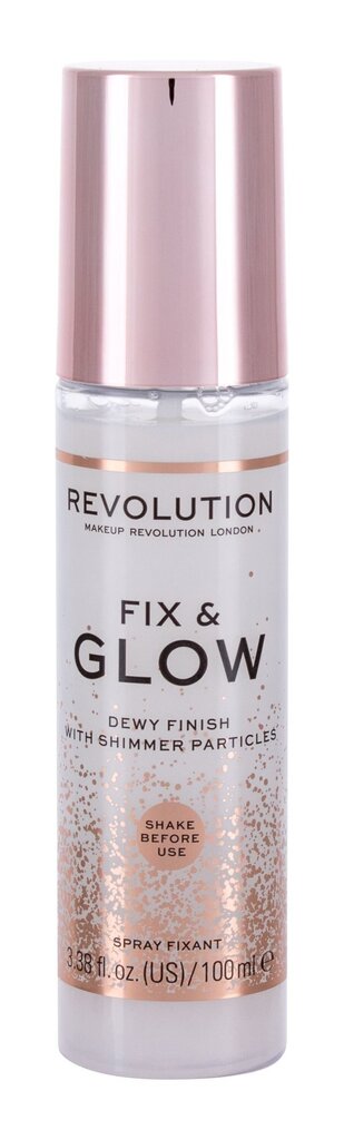 Mitrinošs grima fiksators Makeup Revolution Fix & Glow 100 ml cena un informācija | Grima bāzes, tonālie krēmi, pūderi | 220.lv