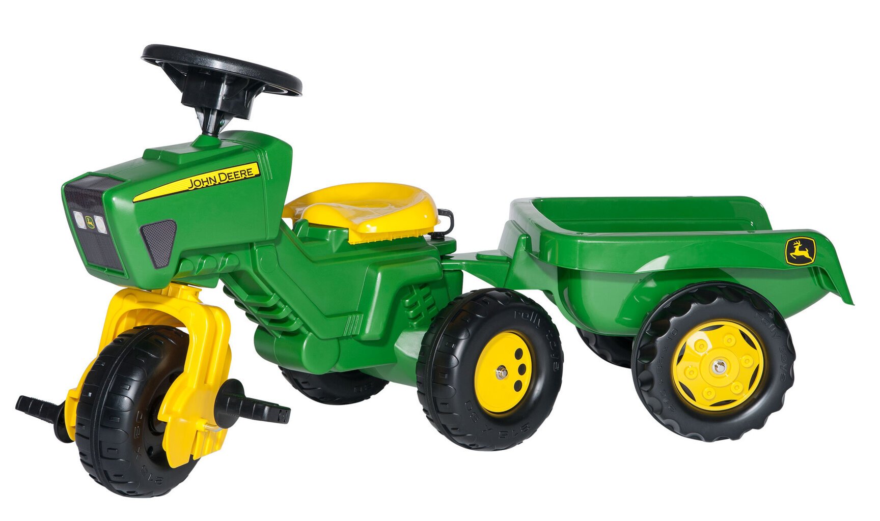 Bērnu traktors ar pedāļiem un piekabi Rolly Toys rollyTrac John Deere cena un informācija | Rotaļlietas zēniem | 220.lv
