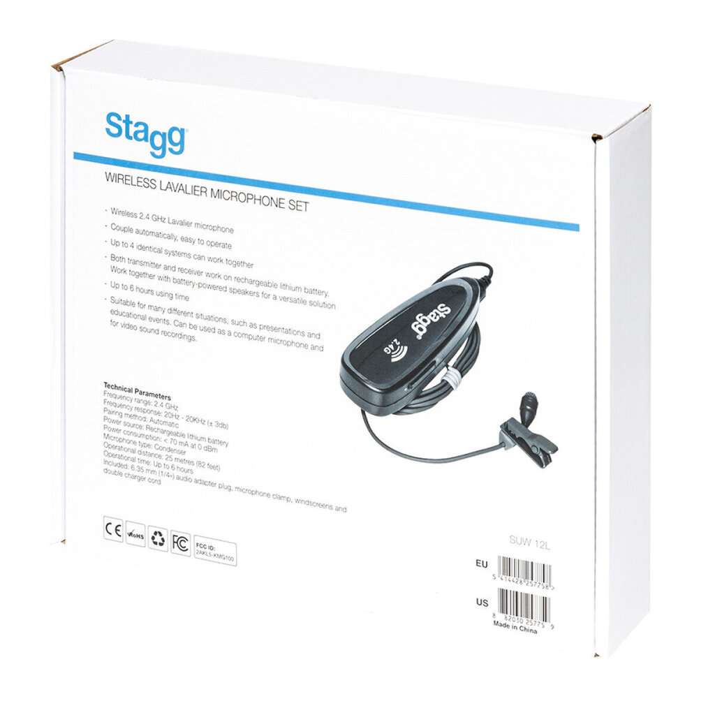 Bezvadu piespraužams mikrofons ar staciju Stagg SUW 12L cena un informācija | Mikrofoni | 220.lv
