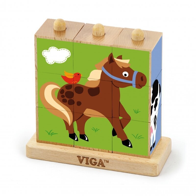 Koka puzle Lauku saimniecības dzīvnieki Viga 24 mēn.+, 9 gab. cena un informācija | Attīstošās rotaļlietas | 220.lv