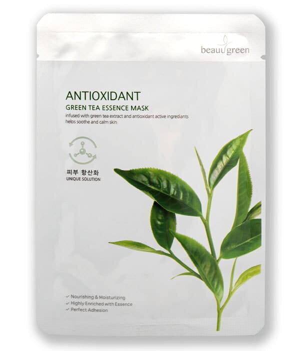 Loksnes sejas maska Beauugreen Antioxidant Green Tea Essence 23 g cena un informācija | Sejas maskas, acu maskas | 220.lv