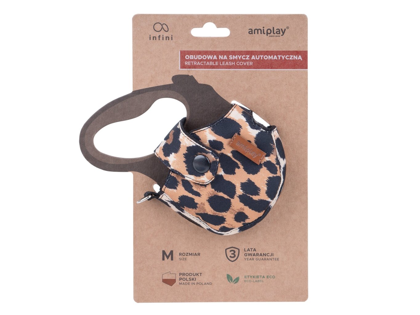 Amiplay futrālis automātiskai pavadai Safari Leopard, M cena un informācija | Suņu pavadas | 220.lv