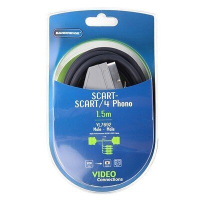 VL7692 SCART sprausla - SCART sprausla / 4RCA sprausla (dubultā var) 1,5 m EOL cena un informācija | Kabeļi un vadi | 220.lv