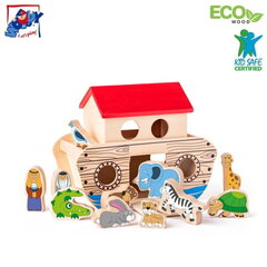 Деревянная игра кубиков развития Woody 90917 Ноев ковчег с животными для детей 3+ (29x24 см) цена и информация | Игрушки для малышей | 220.lv