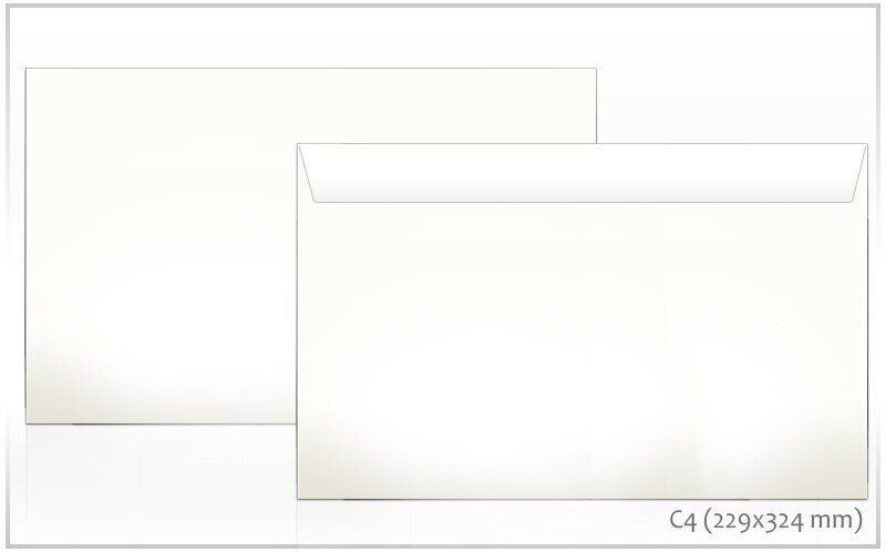 Aploksne C4 ar lenti uz garās malas, balta, 229x324 mm cena un informācija | Aploksnes | 220.lv