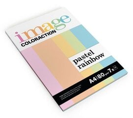 Krāsainā papīra komplekts, 80 g/m², A4, 7x10 lapas, pasteļkrāsas kaina ir informacija | Burtnīcas un papīra preces | 220.lv