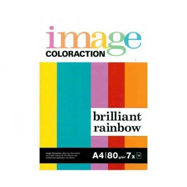 Krāsainais papīrs mix, 80 g/m², A4, 7x10 lapas, spilgtas krāsas cena un informācija | Burtnīcas un papīra preces | 220.lv