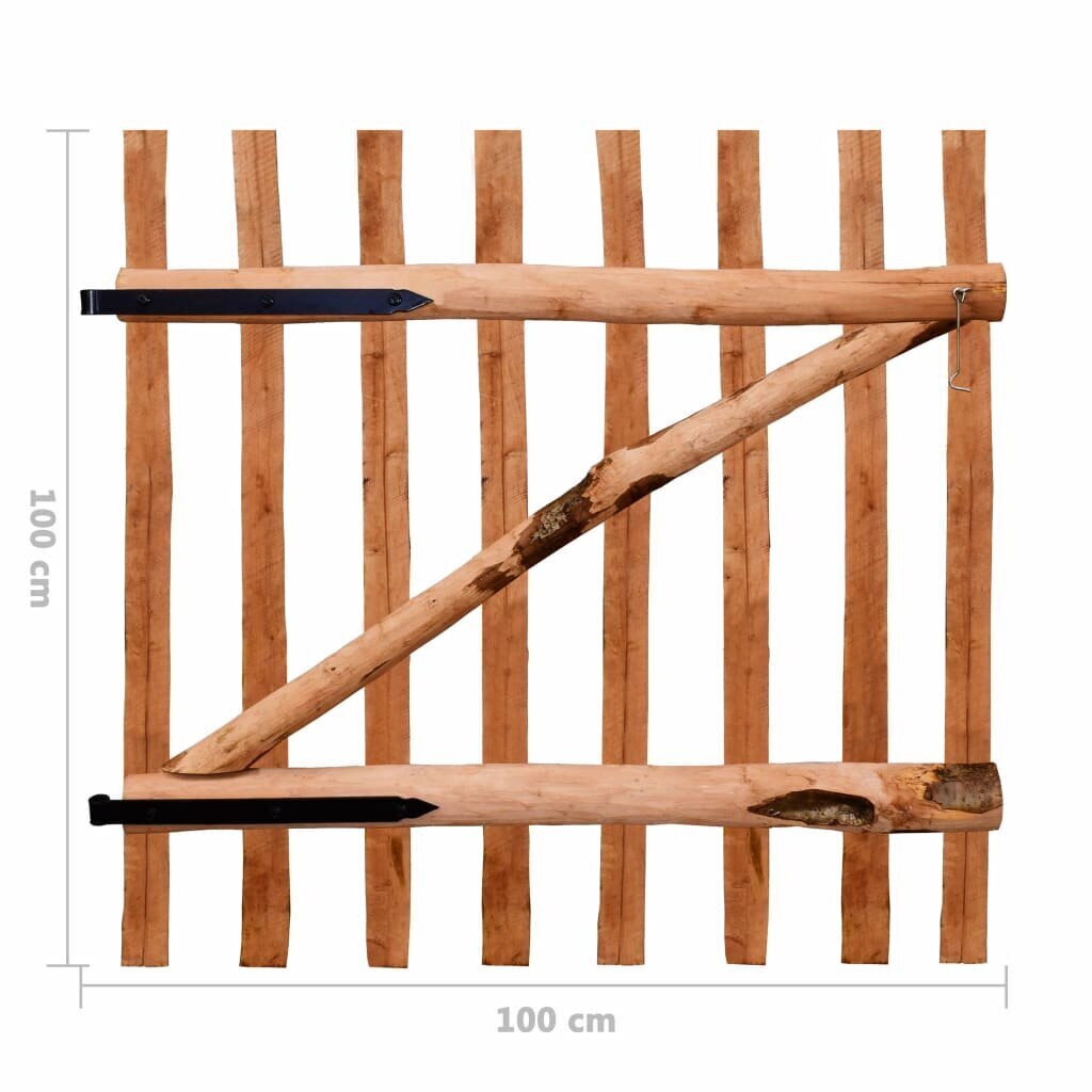 vidaXL žoga vārti, vienviru, 100x100 cm, impregnēts lazdas koks cena un informācija | Žogi un piederumi | 220.lv