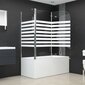 vidaXL vannas siena, 120x68x130 cm, rūdīts stikls, svītraina cena un informācija | Dušas durvis, dušas sienas | 220.lv