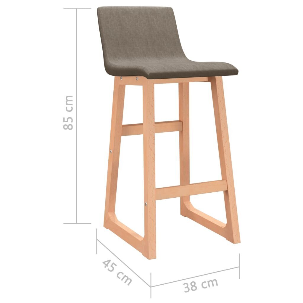 vidaXL bāra krēsli, 2 gab., pelēkbrūns audums cena un informācija | Virtuves un ēdamistabas krēsli | 220.lv