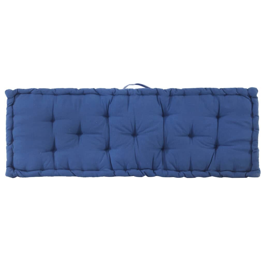 vidaXL palešu dīvānu spilvens, gaiši zils, 120x40x7 cm, kokvilna cena un informācija | Krēslu paliktņi | 220.lv