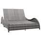 vidaXL divvietīgs sauļošanās zvilnis ar matraci, pelēka PE rotangpalma cena un informācija | Sauļošanās krēsli | 220.lv
