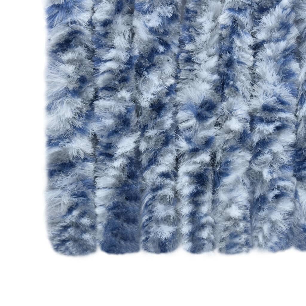 vidaXL kukaiņu aizkars, 90x220cm, zils, balts un sudraba krāsas šenils цена и информация | Moskītu tīkli | 220.lv