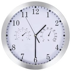 vidaXL sienas pulkstenis ar higrometru un termometru, kvarca mehānisms cena un informācija | Pulksteņi | 220.lv