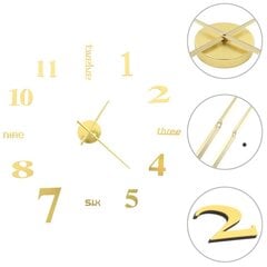 vidaXL 3D sienas pulkstenis, moderns dizains, 100 cm, XXL, zelta krāsa cena un informācija | Pulksteņi | 220.lv